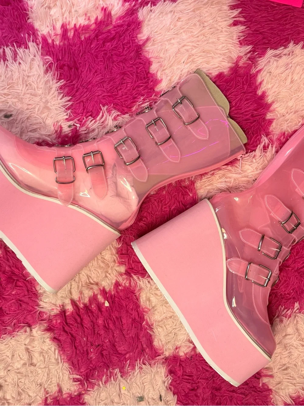 Demonia pvc boots pink